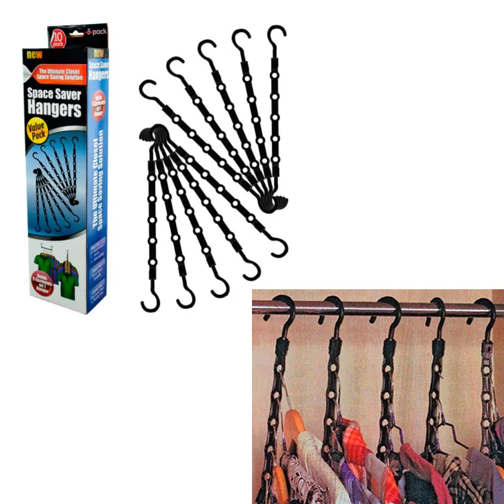 10 Pc Closet Organizer Space Saver Hangers Pants Rack Magic Hangers 5 In 1 New !