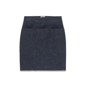 1997 Structured Raw Denim Spiral Seam Skirt with Pockets