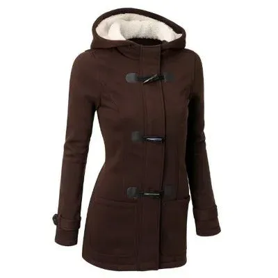 2021 Best Selling Hooded Classic Cow Horn Button Jacket Cotton Coat Autumn/Winter Parkas Fashion Outerwear