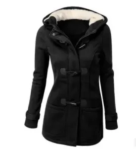 2021 Best Selling Hooded Classic Cow Horn Button Jacket Cotton Coat Autumn/Winter Parkas Fashion Outerwear