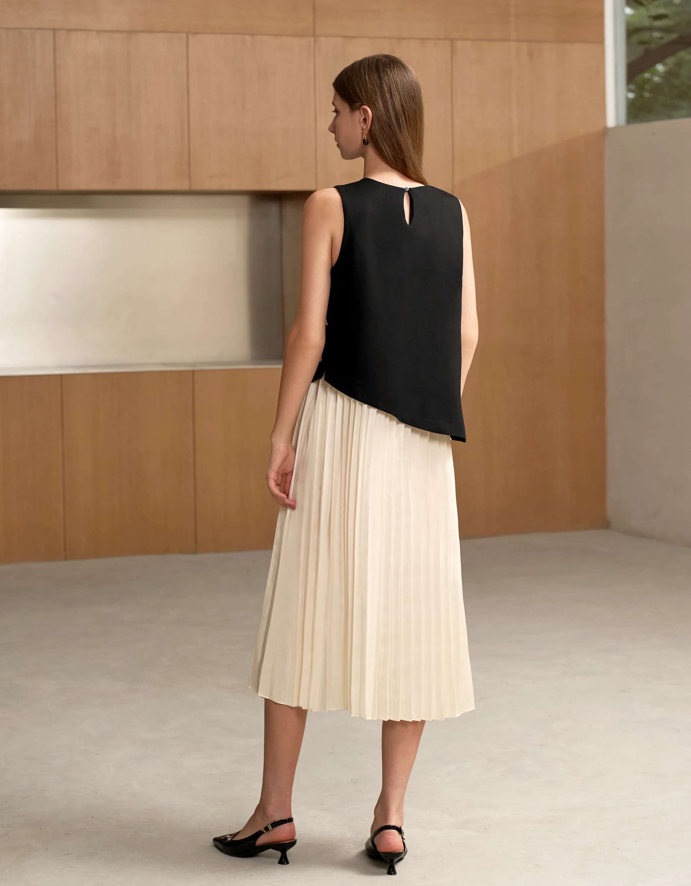 Asymmetric Colorblock Midi Dress