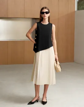 Asymmetric Colorblock Midi Dress