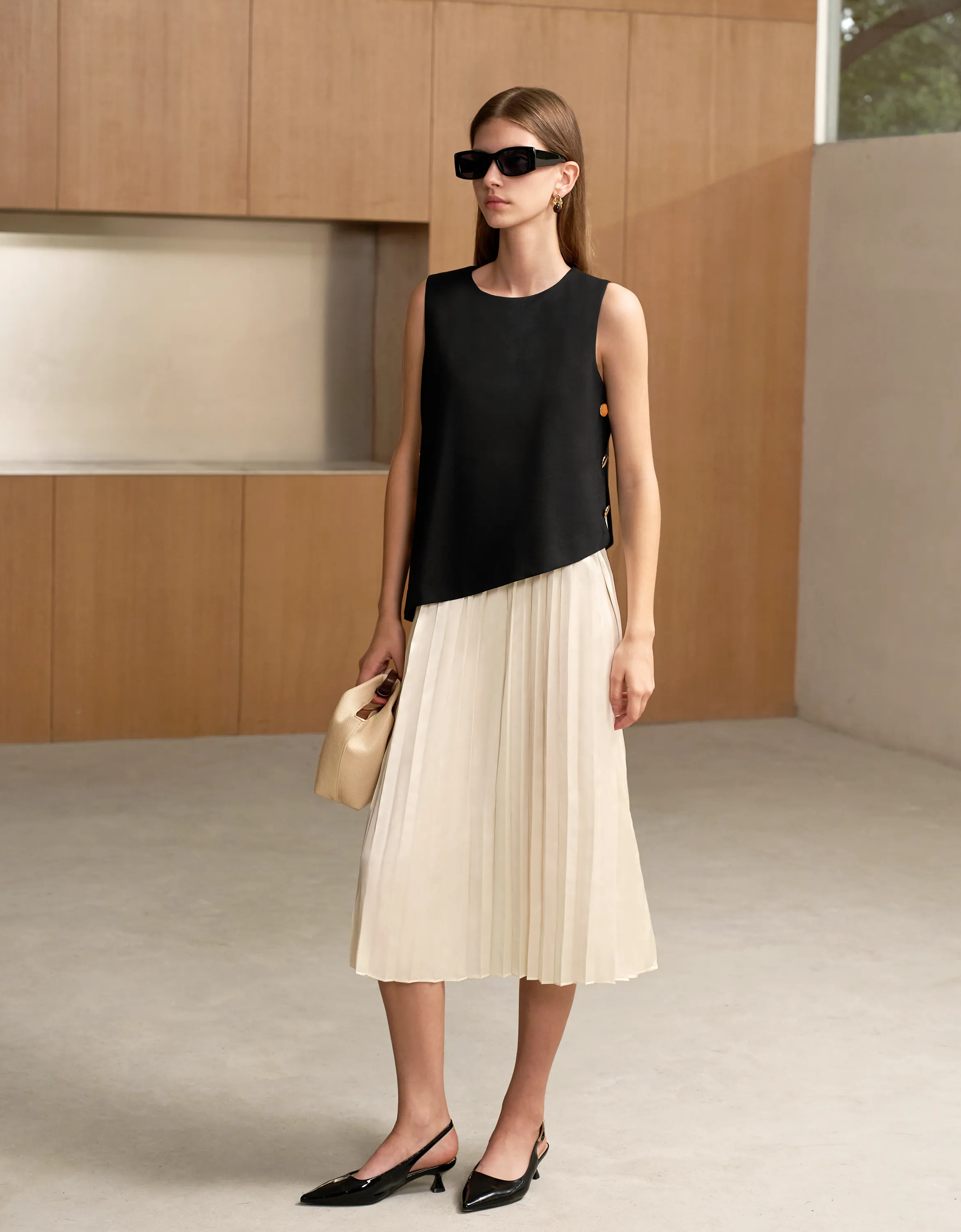 Asymmetric Colorblock Midi Dress