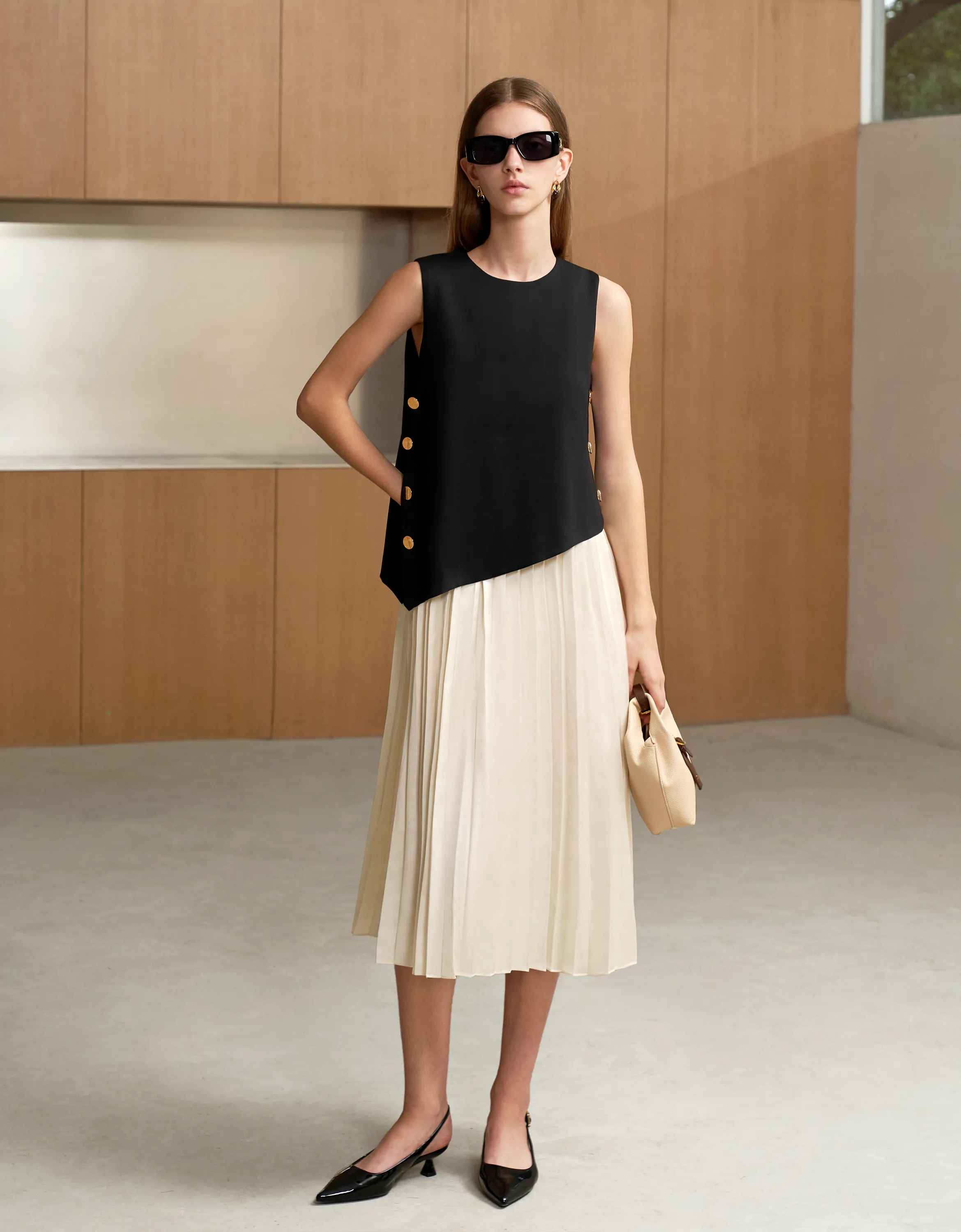 Asymmetric Colorblock Midi Dress