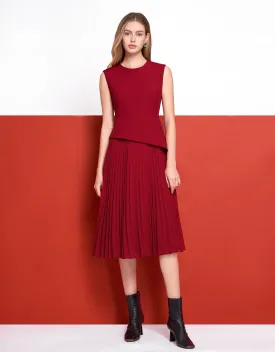 Asymmetric Pleated Midi Dress