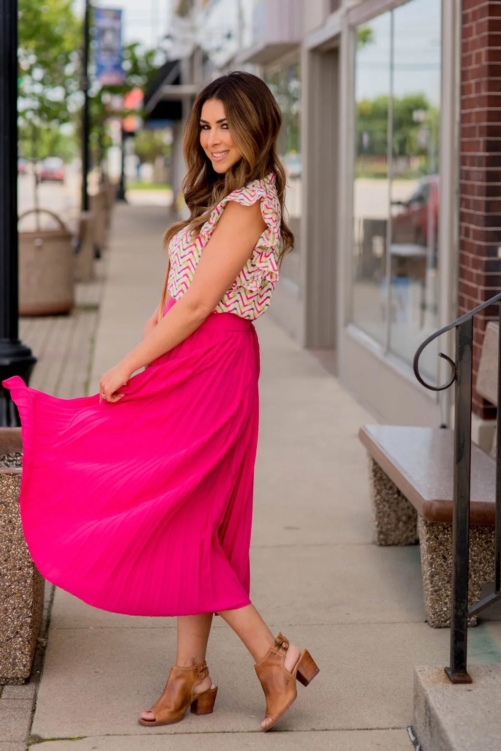 Basic Pleated Maxi Skirt