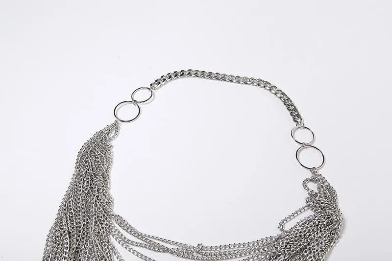 BerriesJam - Metal Chain See Through O Ring Backless Crop Top
