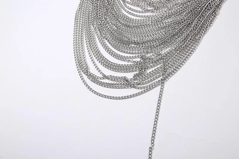 BerriesJam - Metal Chain See Through O Ring Backless Crop Top