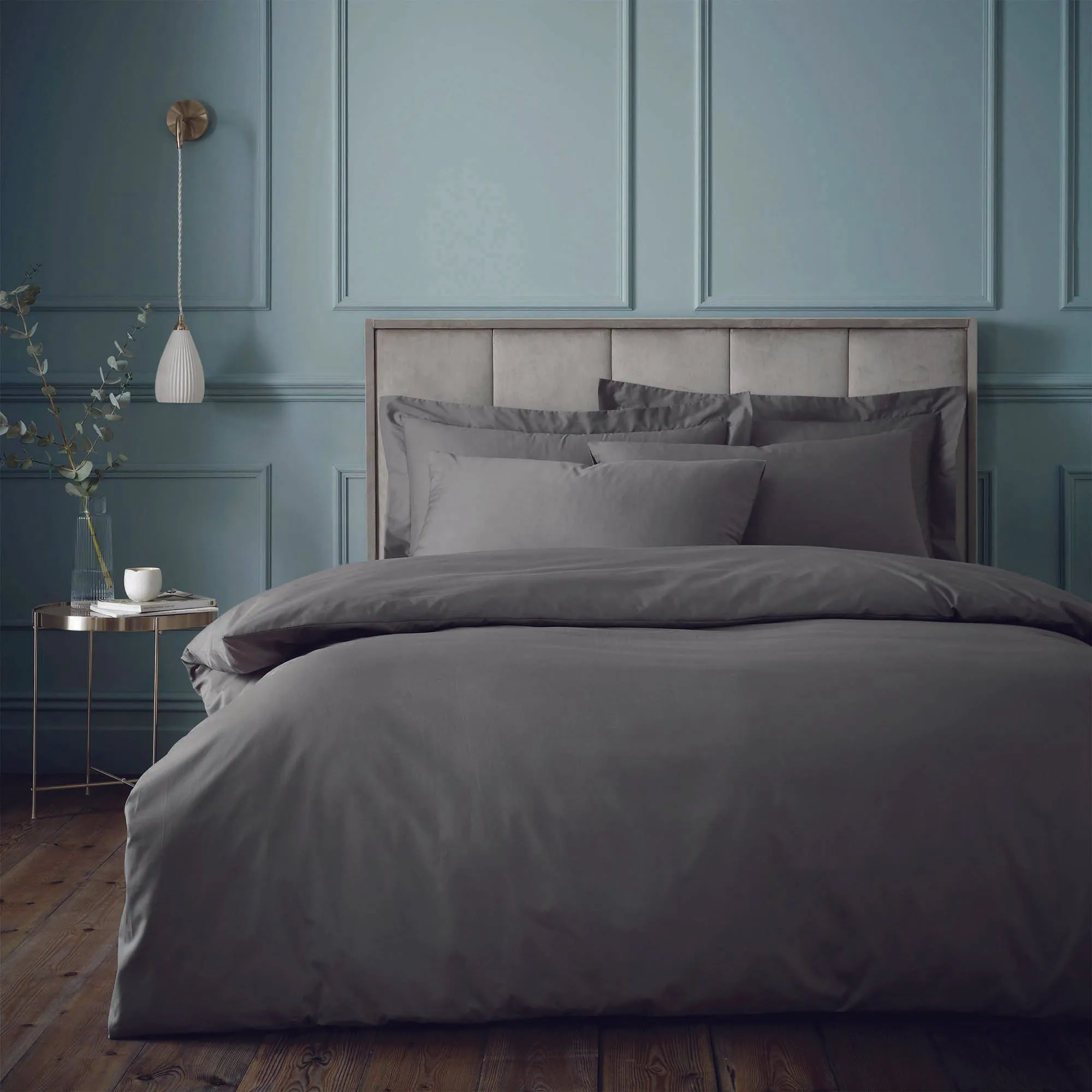 Bianca Charcoal Grey 180TC Egyptian 100% Cotton Duvet Set