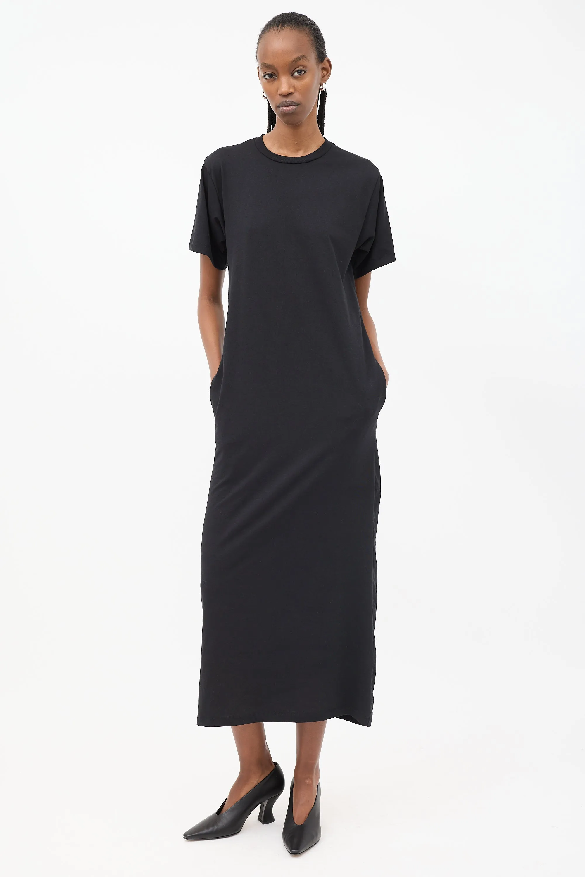 Black Cotton Maxi T-Shirt Dress
