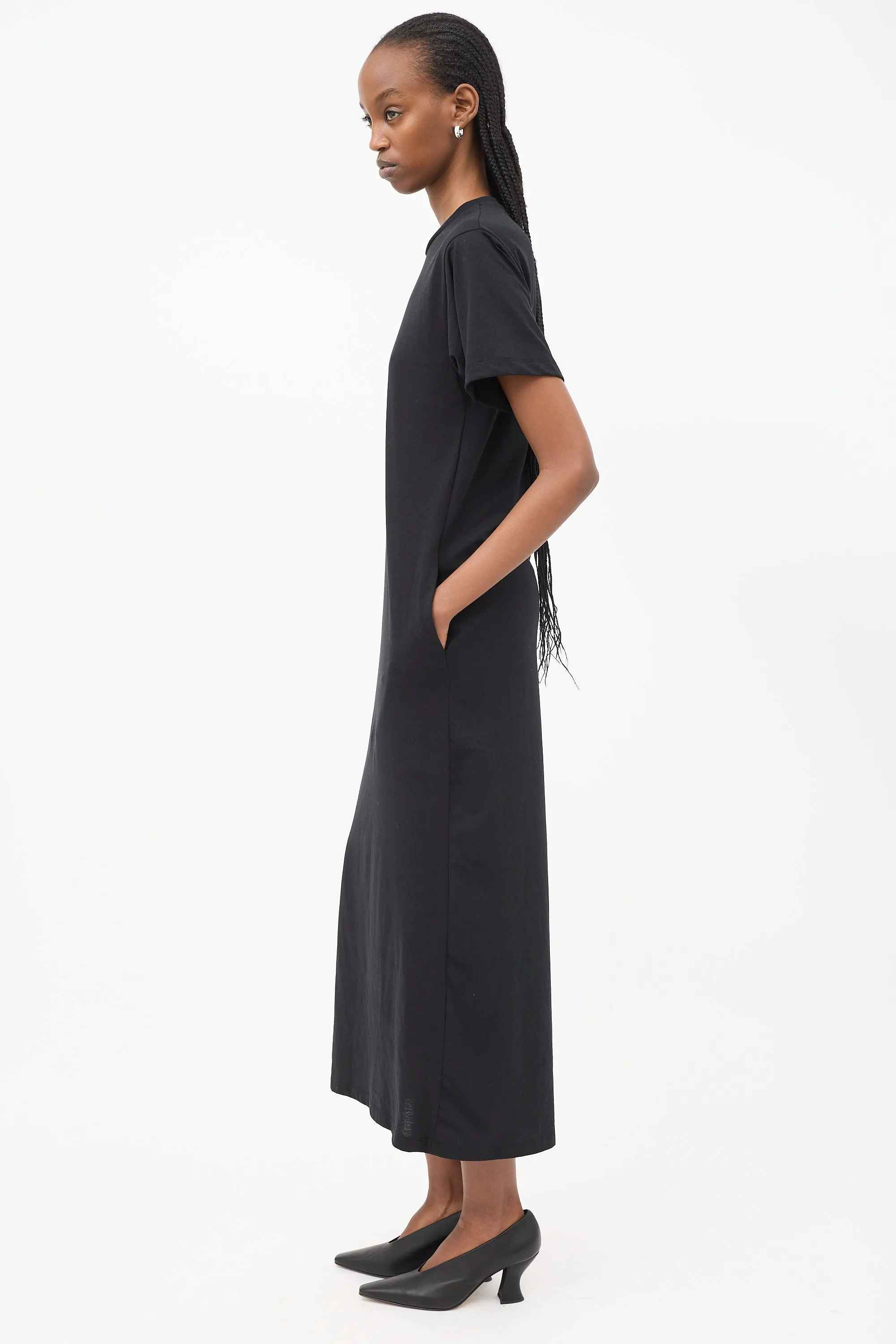 Black Cotton Maxi T-Shirt Dress