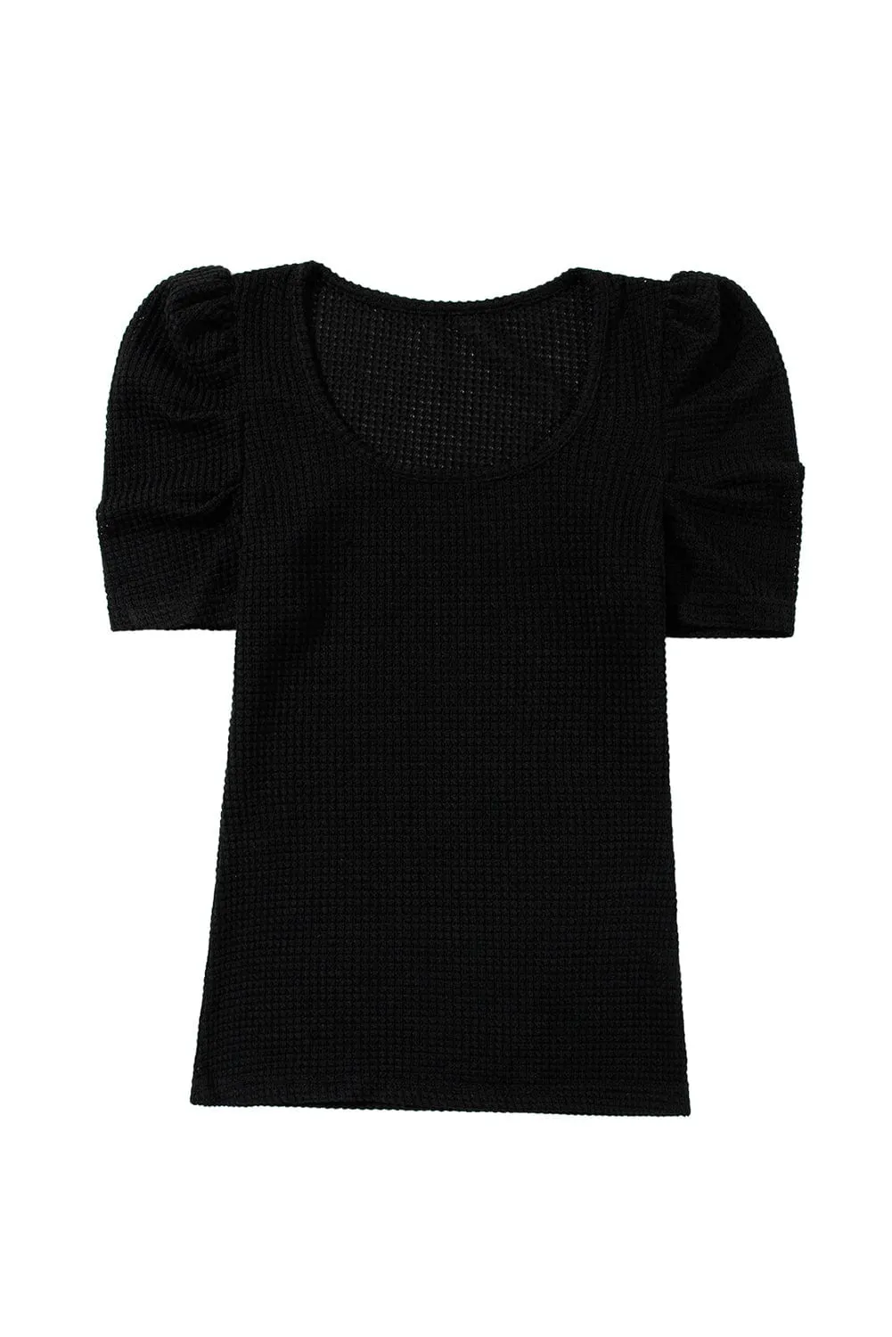 Black Short Sleeve Top with Sheer Accent