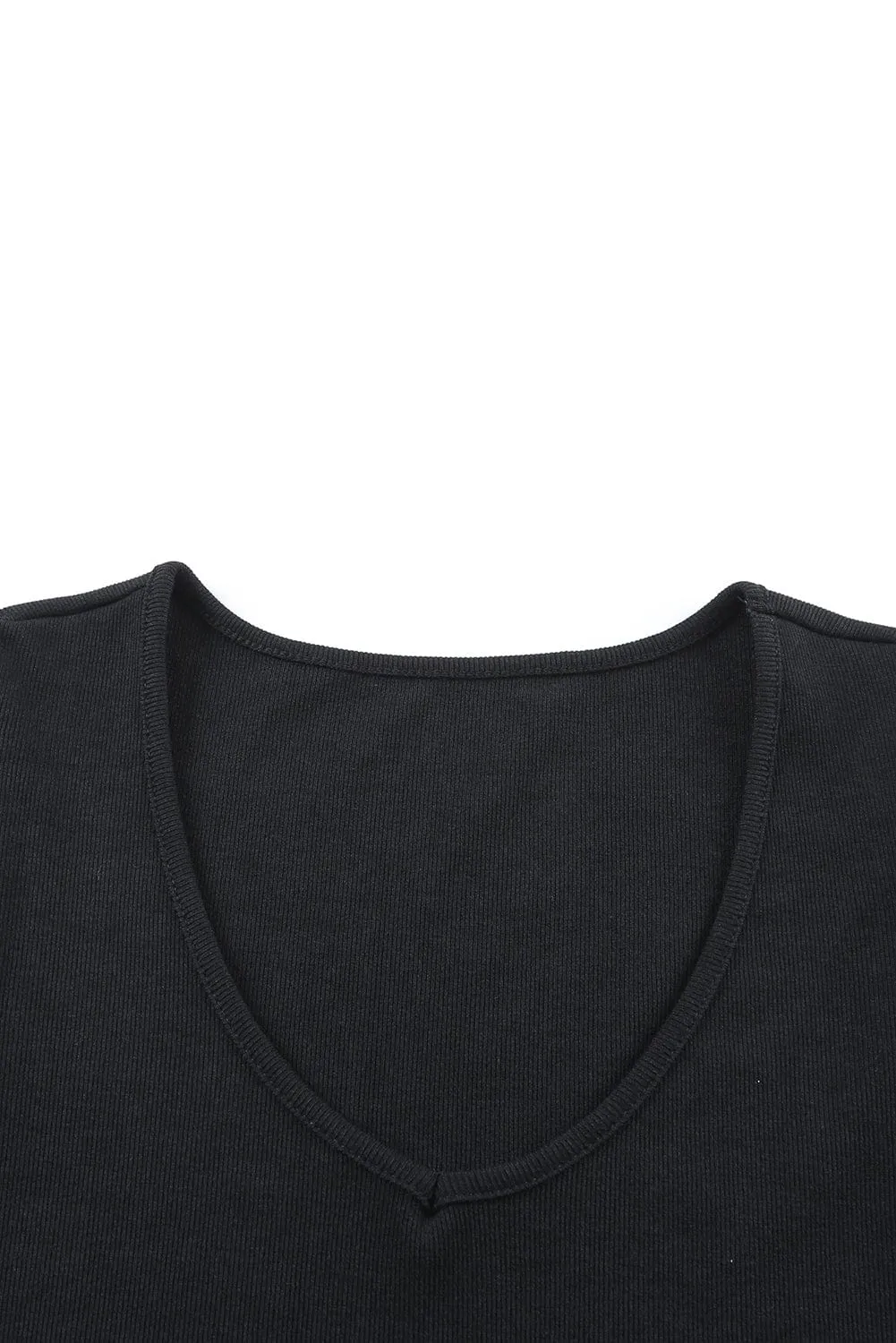 Black Short Sleeve Top with Sheer Accent