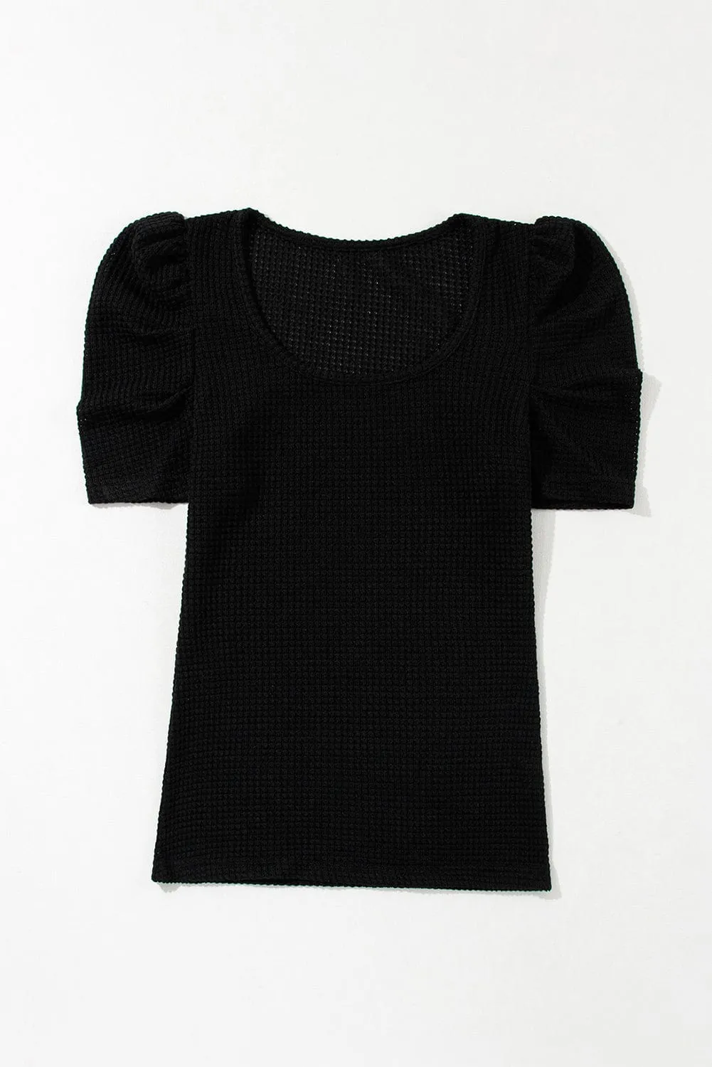 Black Short Sleeve Top with Sheer Accent