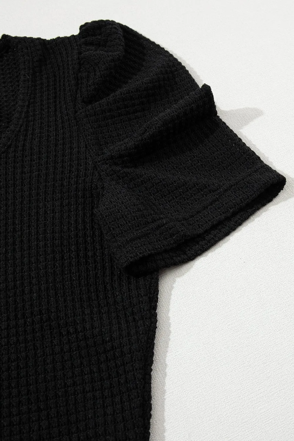 Black Short Sleeve Top with Sheer Accent