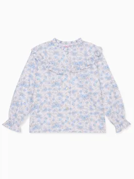 Blue Floral Bella Long Sleeve Girl Shirt