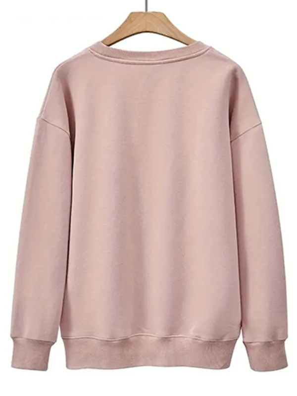 Brandie Women's Yes Letter Print Crew Neck Sweatshirt