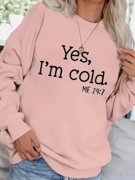 Brandie Women's Yes Letter Print Crew Neck Sweatshirt