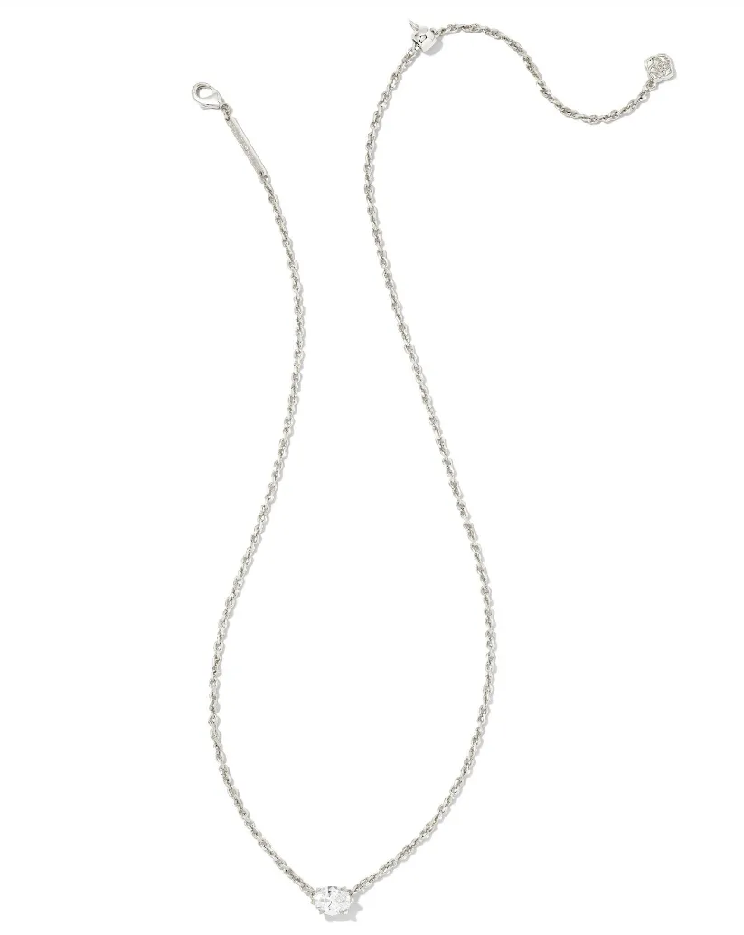 Cailin Pendant Necklace in White Crystal | April