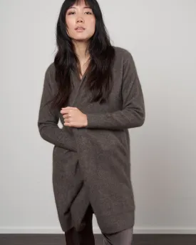 cashmere sweater coat -  grey brown