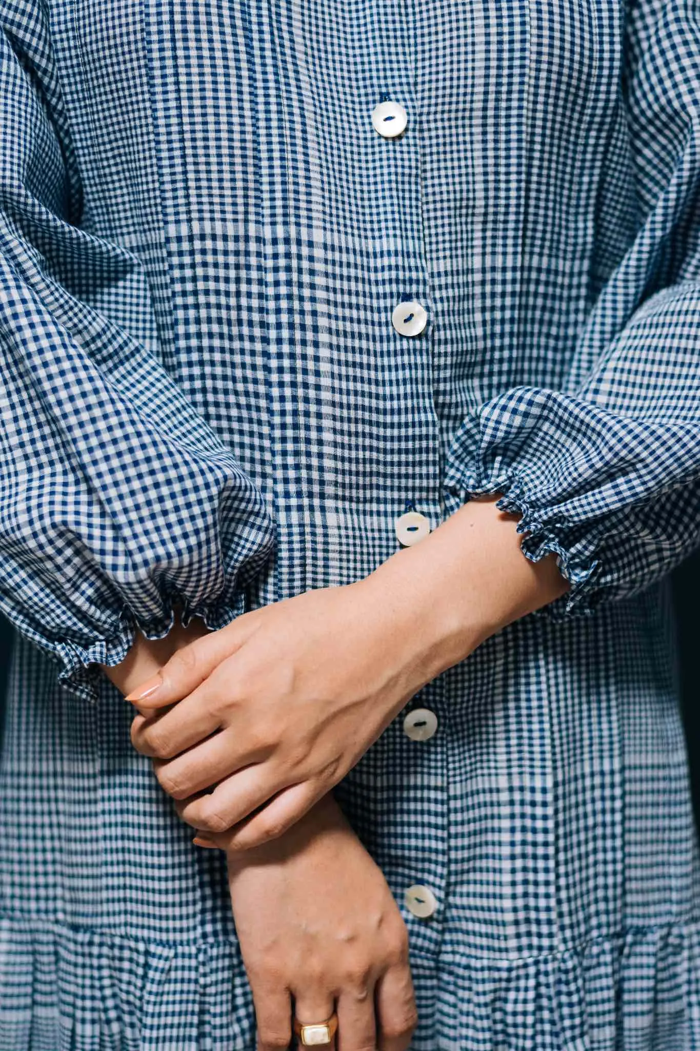 Charulata - Blue and White Checkered Shirt Dress