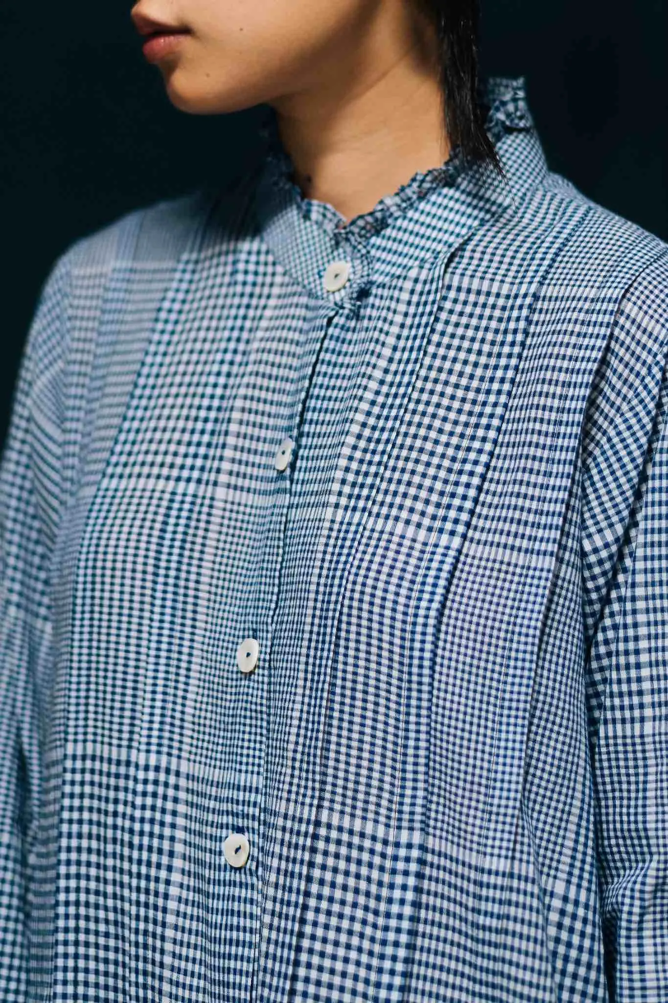 Charulata - Blue and White Checkered Shirt Dress