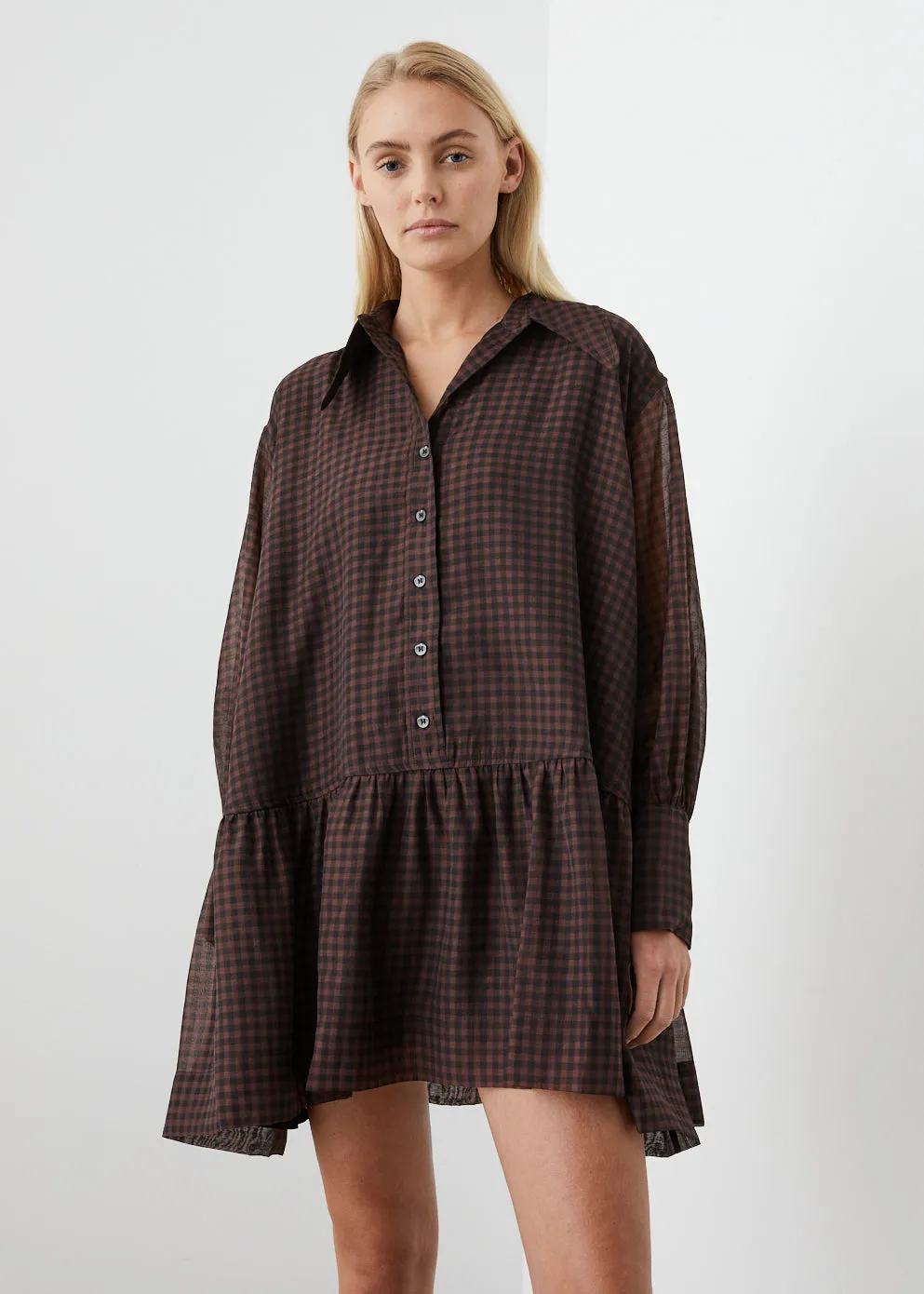 Check Organza Mini Dress