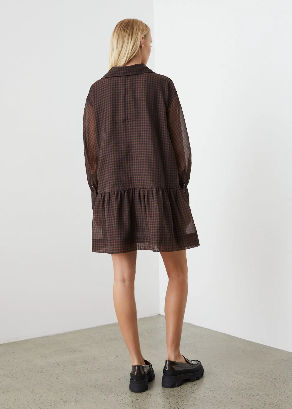 Check Organza Mini Dress