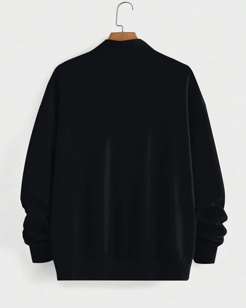 Chic Art Prints High Collar Zipper Long Sleeve Casual Sweatshirt