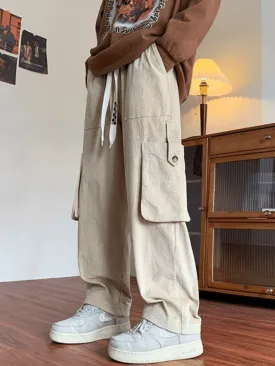 Chicmy-Men's Vintage Straight Leg Corduroy Cargo Pants