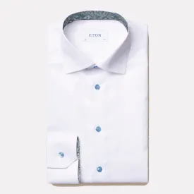 Contemporary Fit Signature Twill with Contrast Paisley Details / White