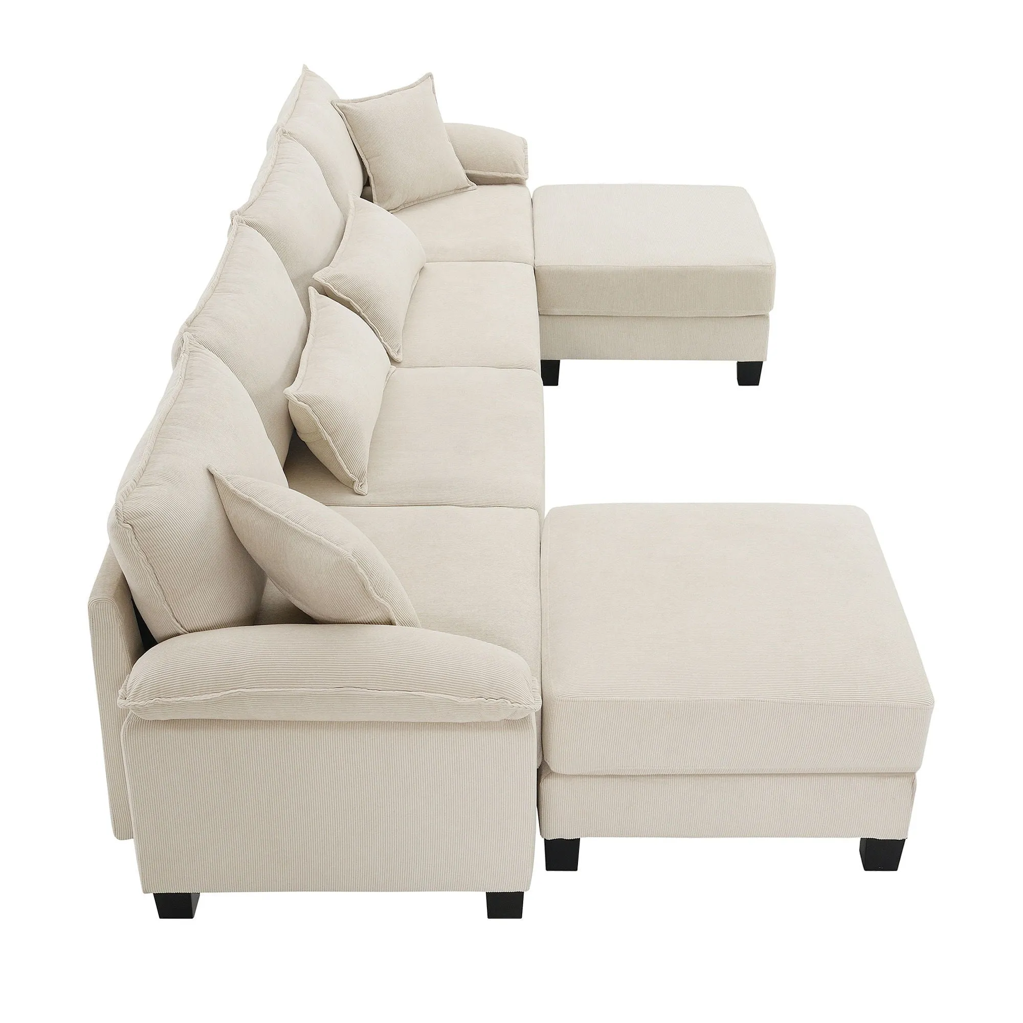 Corduroy Modular Sectional Sofa, U Shaped Couch With Armrest Bags, 6 Seat Freely Combinable Sofa Bed, Comfortable And Spacious Indoor Furniture For Living Room by Couch.com