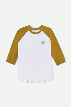 Crest S/S Raglan Knit - White/Golden Glow