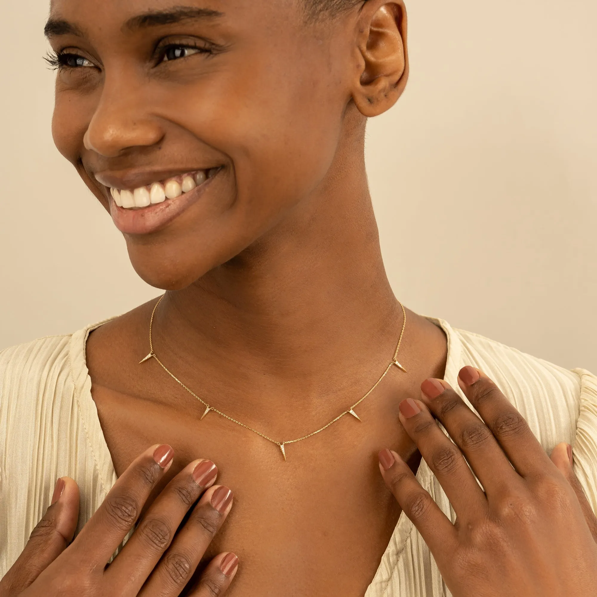 Diamond Spike Station Necklace, Roxy