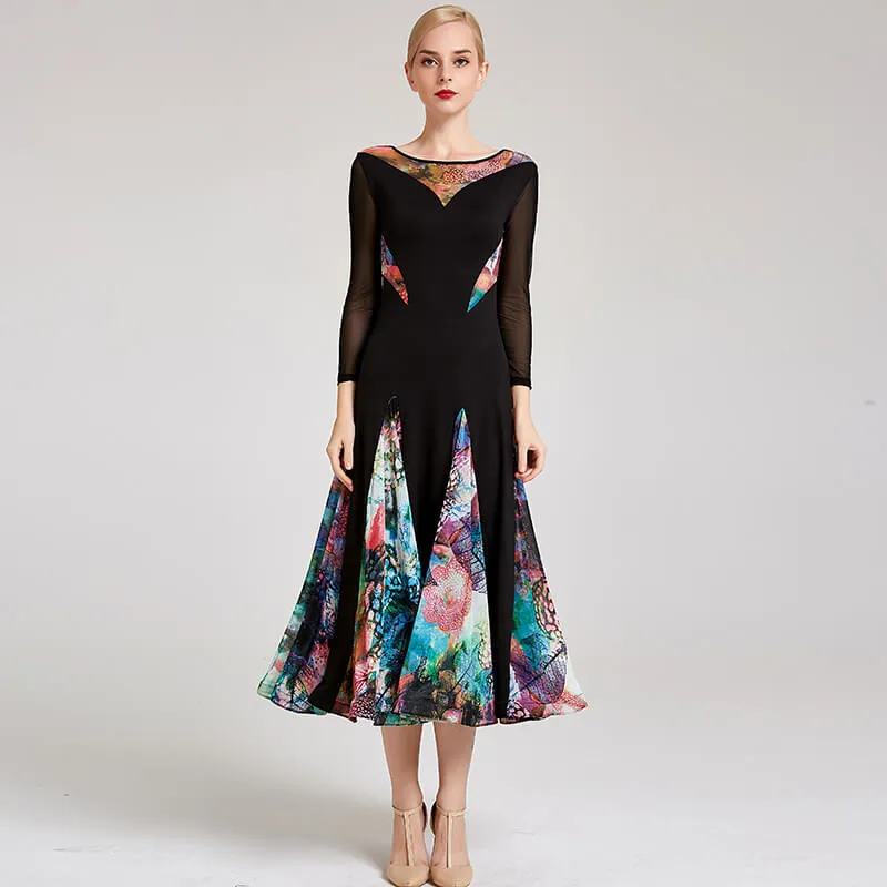 Draped Boat Neck Sheer Sleeve Dress
