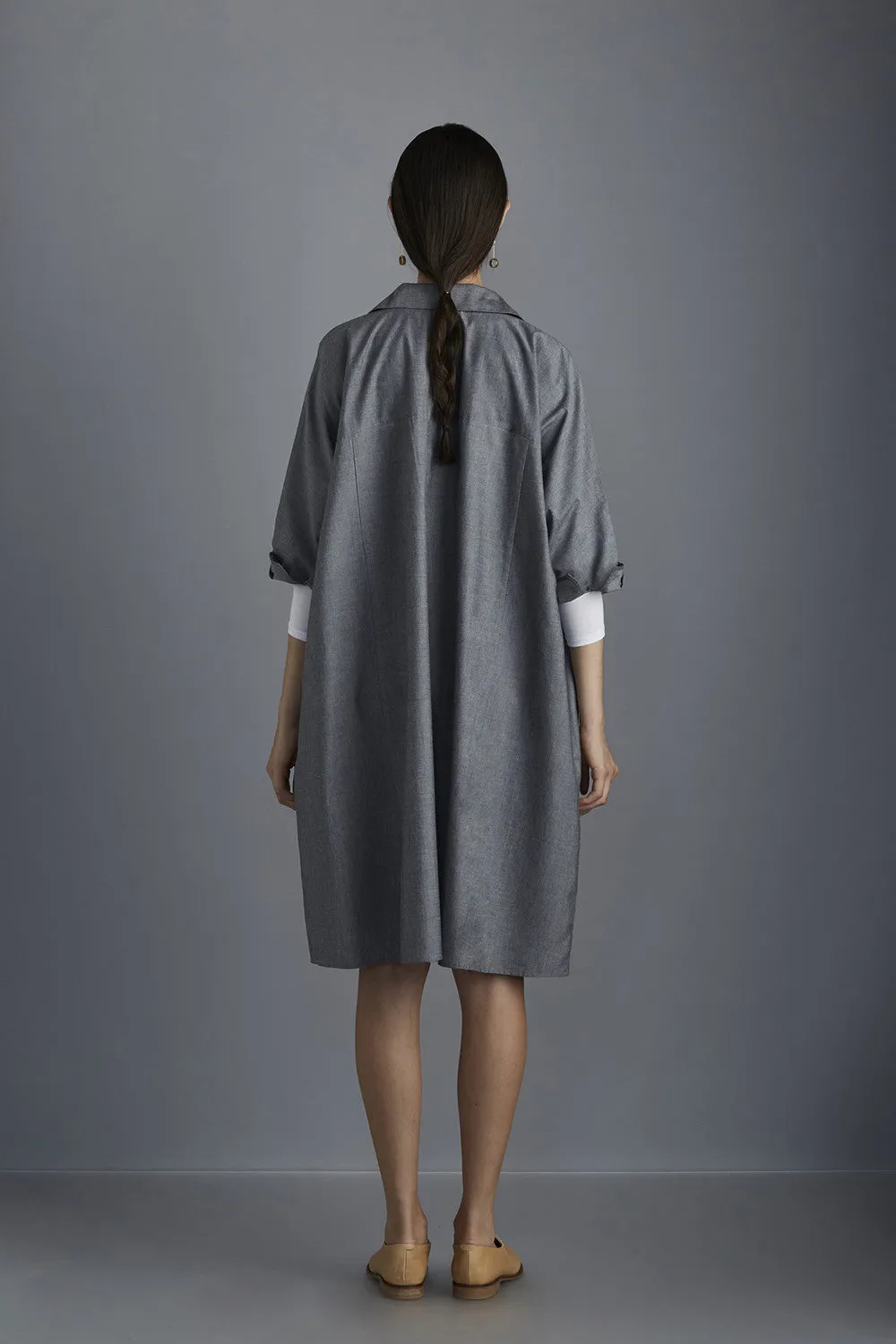 Etched Dress - Navy Chambray