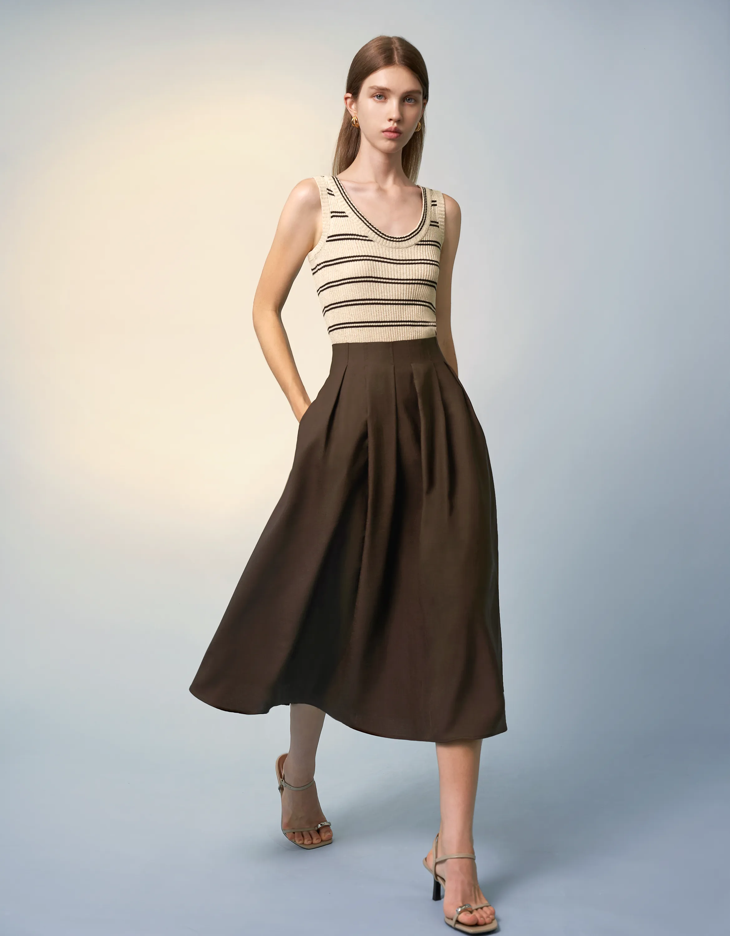 Flared Midi Skirt