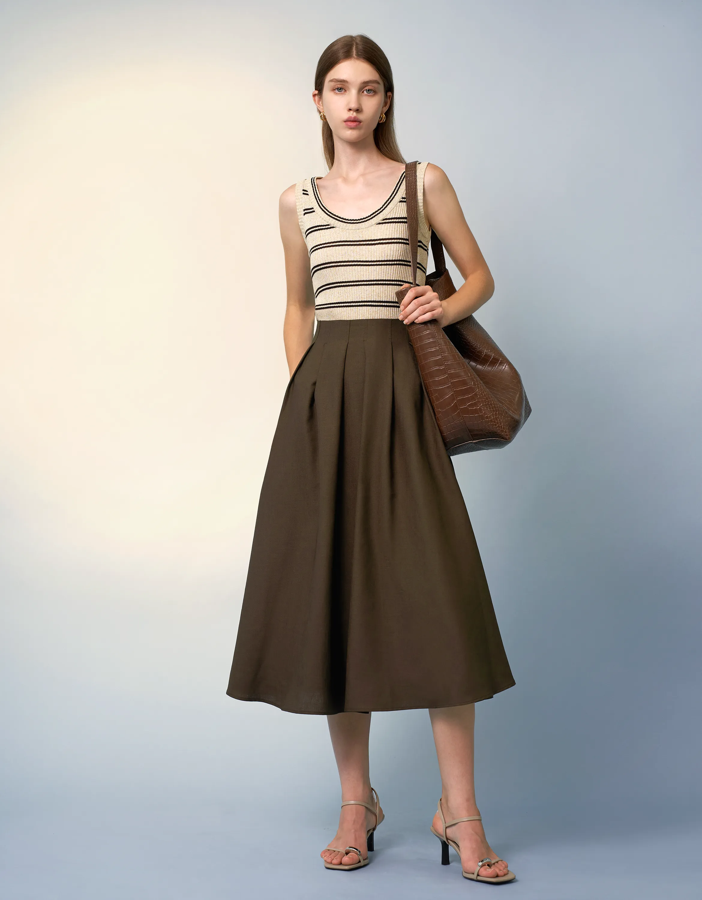 Flared Midi Skirt