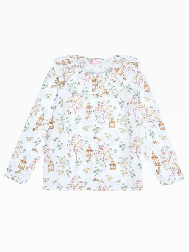 Ivory Blossom Diana Long Sleeve Girl Shirt