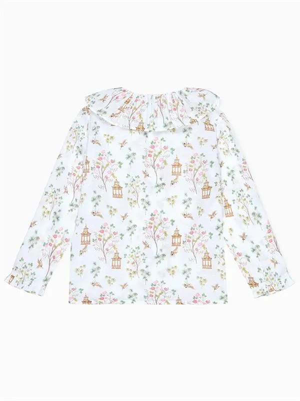 Ivory Blossom Diana Long Sleeve Girl Shirt