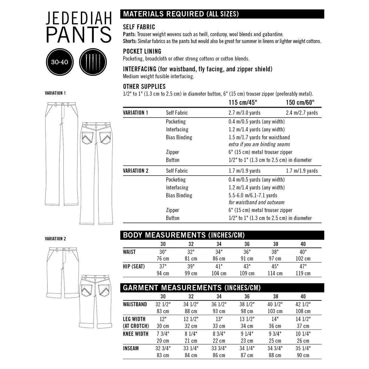 Jedediah Pants Pattern - PDF DOWNLOAD