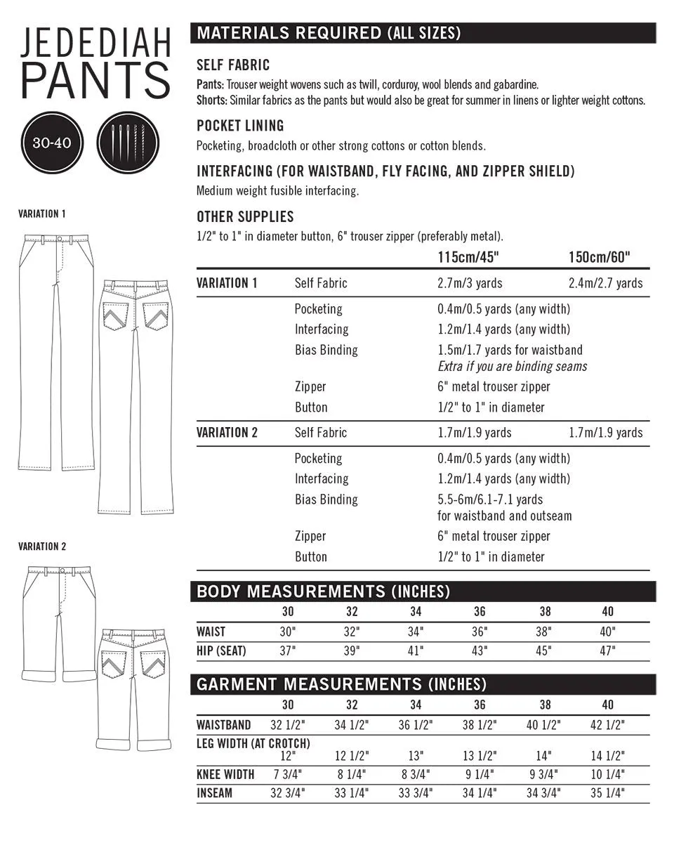 Jedediah Pants - Thread Theory Patterns - Digital Sewing Pattern