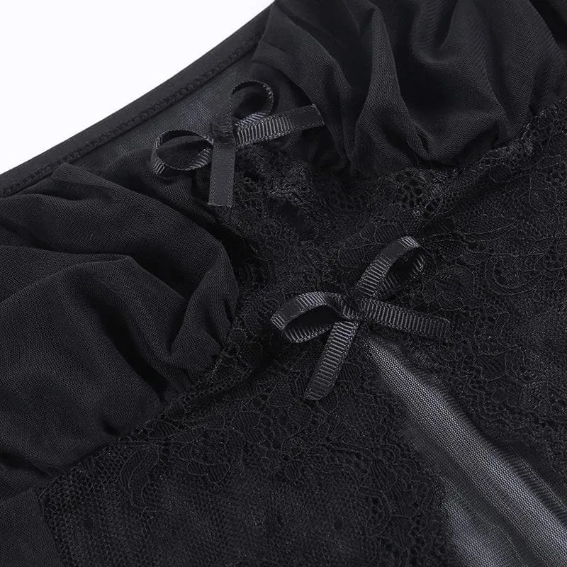 Lace patchwork ruched solid v neck slit cami crop top