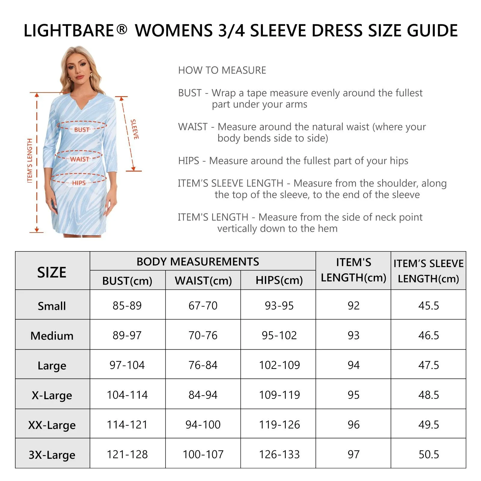 Lightbare Women's UPF 3/4 Sleeve Sun protection Dress LB04W