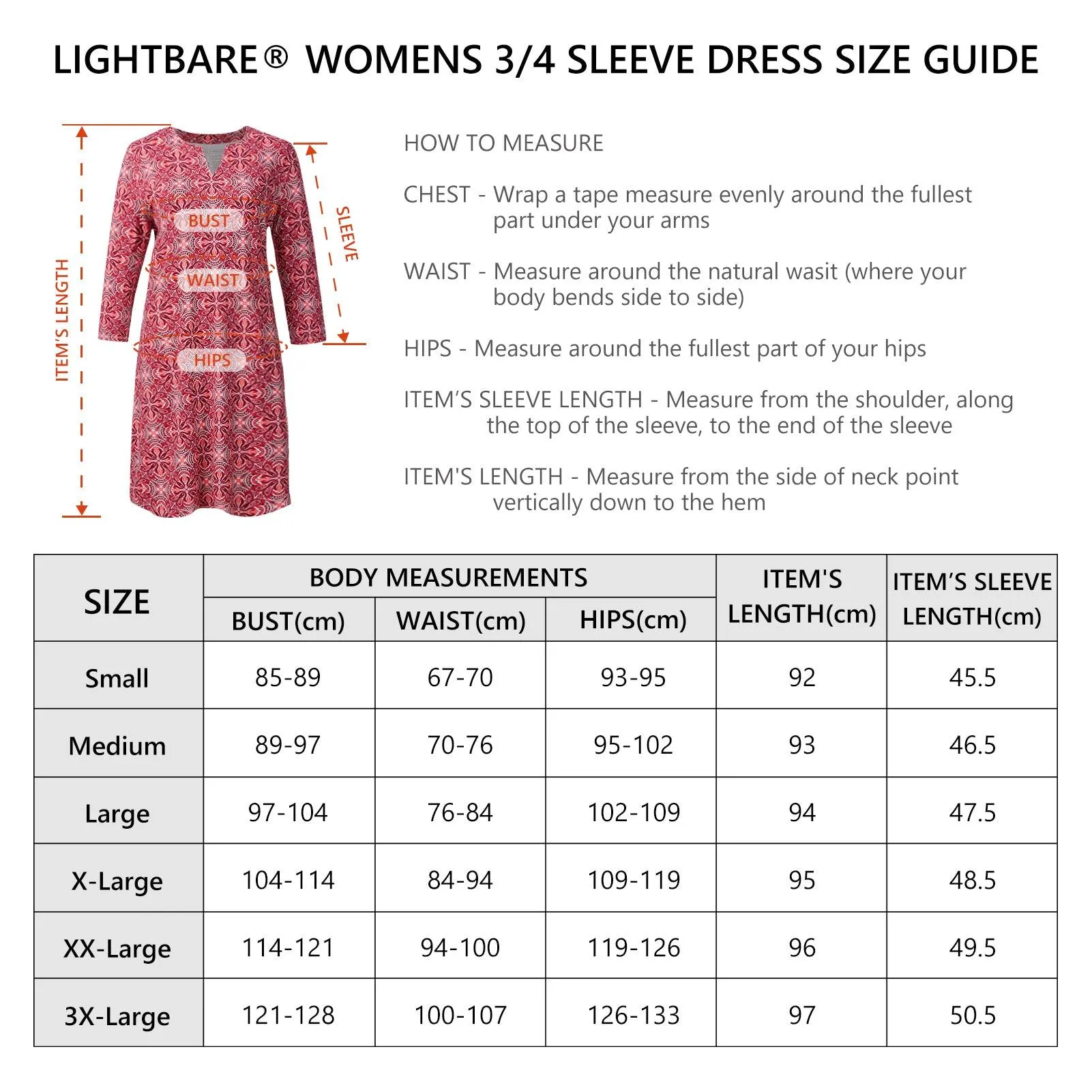 Lightbare Women's UPF50  3/4 Sleeve Dress LB04W