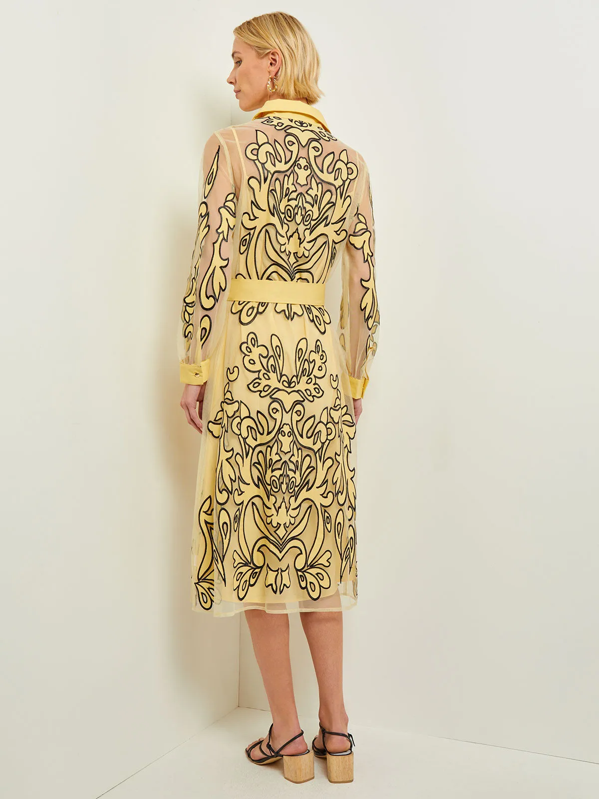 Midi Applique Shirtdress - Sheer Woven