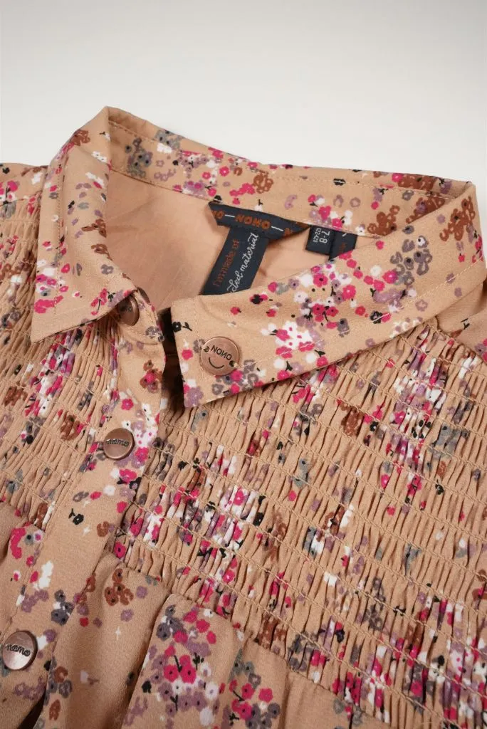 Milau Long Sleeve Floral Shirt Dress with Belt