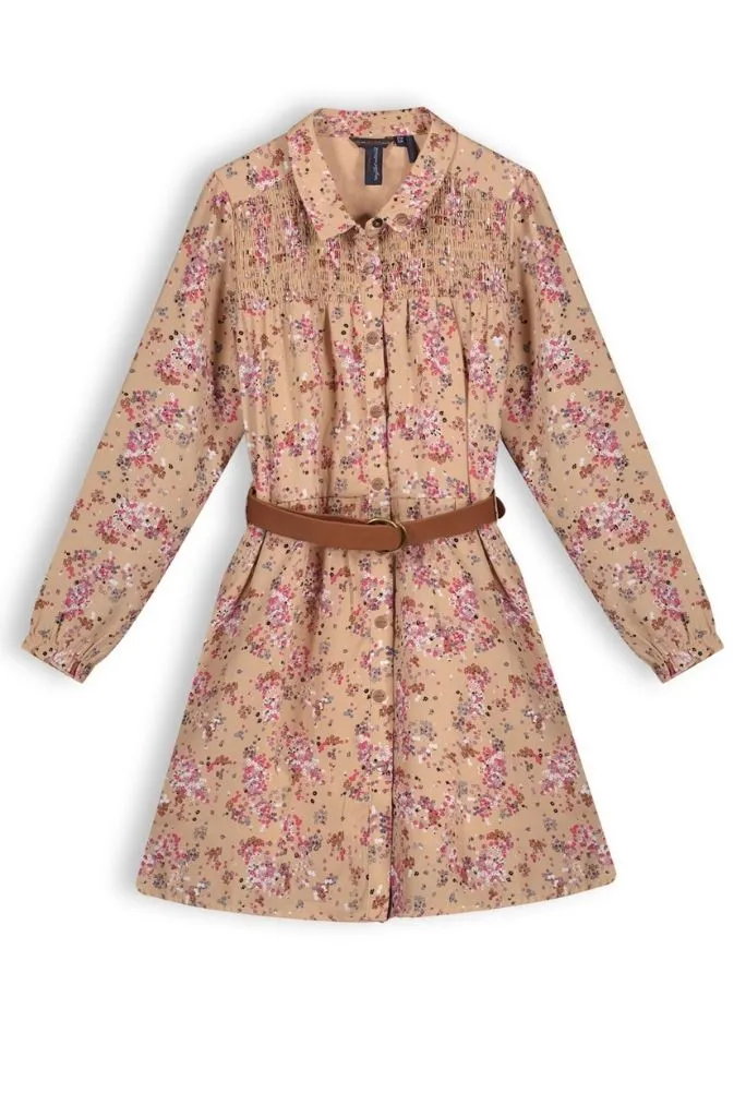 Milau Long Sleeve Floral Shirt Dress with Belt