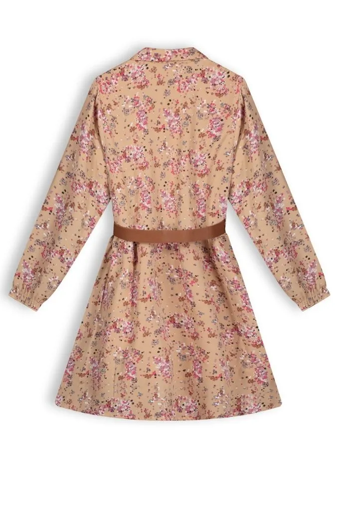 Milau Long Sleeve Floral Shirt Dress with Belt