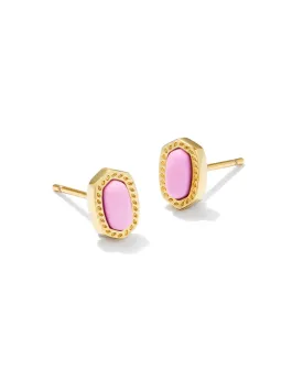 Mini Stud Earrings in Gold Fuchsia Magnesite